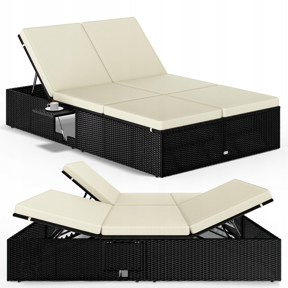 GARDEN FURNITURE SUN LOUNGER BED PILLOWS 200x115x33cm