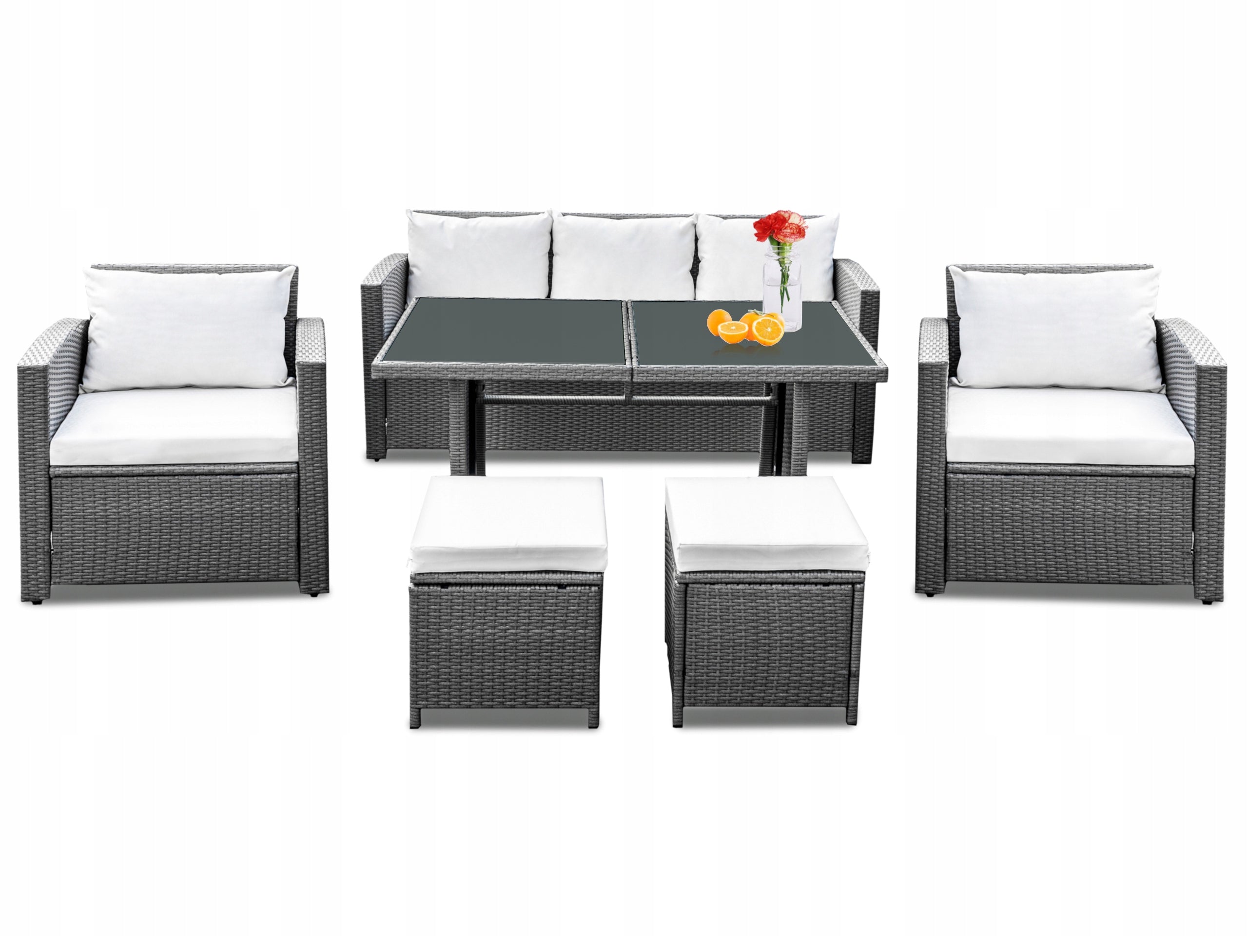 GARDEN FURNITURE TERRACE SOFA ARMCHAIRS POUFS 7 PEOPLE Color other