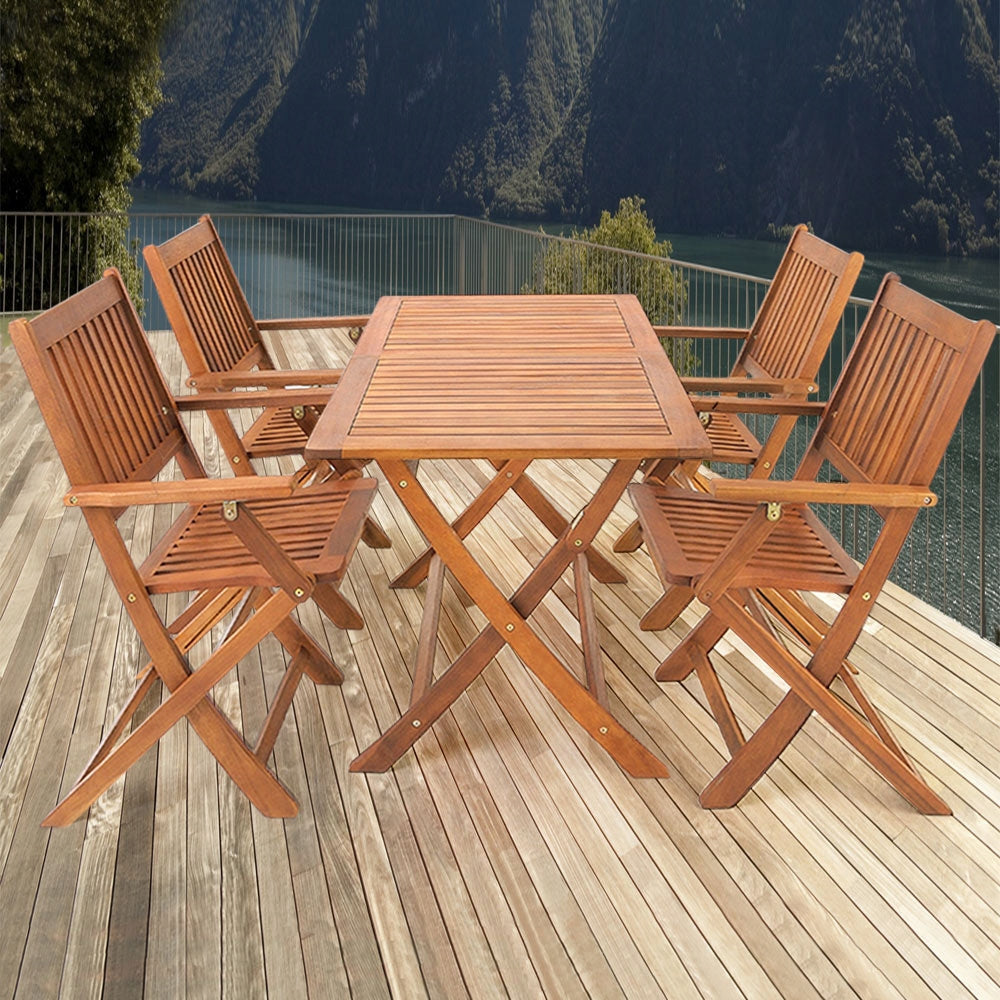 GARDEN FURNITURE WOODEN SET 1 TABLE + 4 CHAIRS Manufacturer Casaria