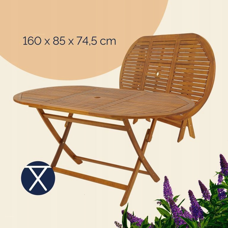 GARDEN FURNITURE WOODEN SET 1 TABLE + 6 CHAIRS Number of people 6