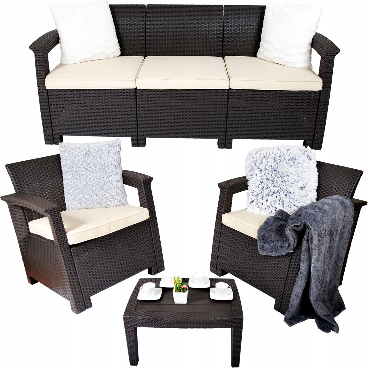 GARDEN FURNITURE terrace LISBON SET TECHNORATTAN - GRAPHITE EAN (GTIN) 5903686550041