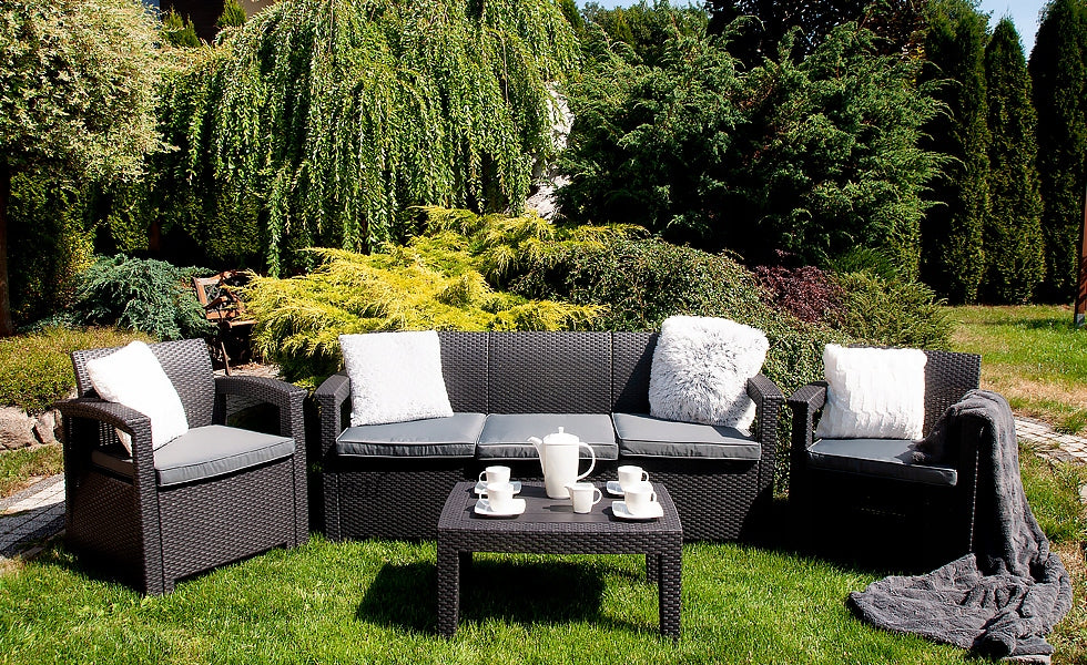 GARDEN FURNITURE terrace LISBON SET TECHNORATTAN - GRAPHITE Main material synthetic material