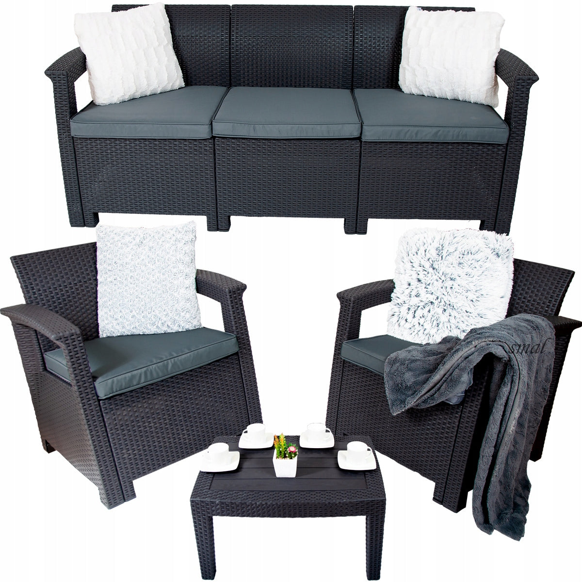 GARDEN FURNITURE terrace LISBON SET TECHNORATTAN - GRAPHITE