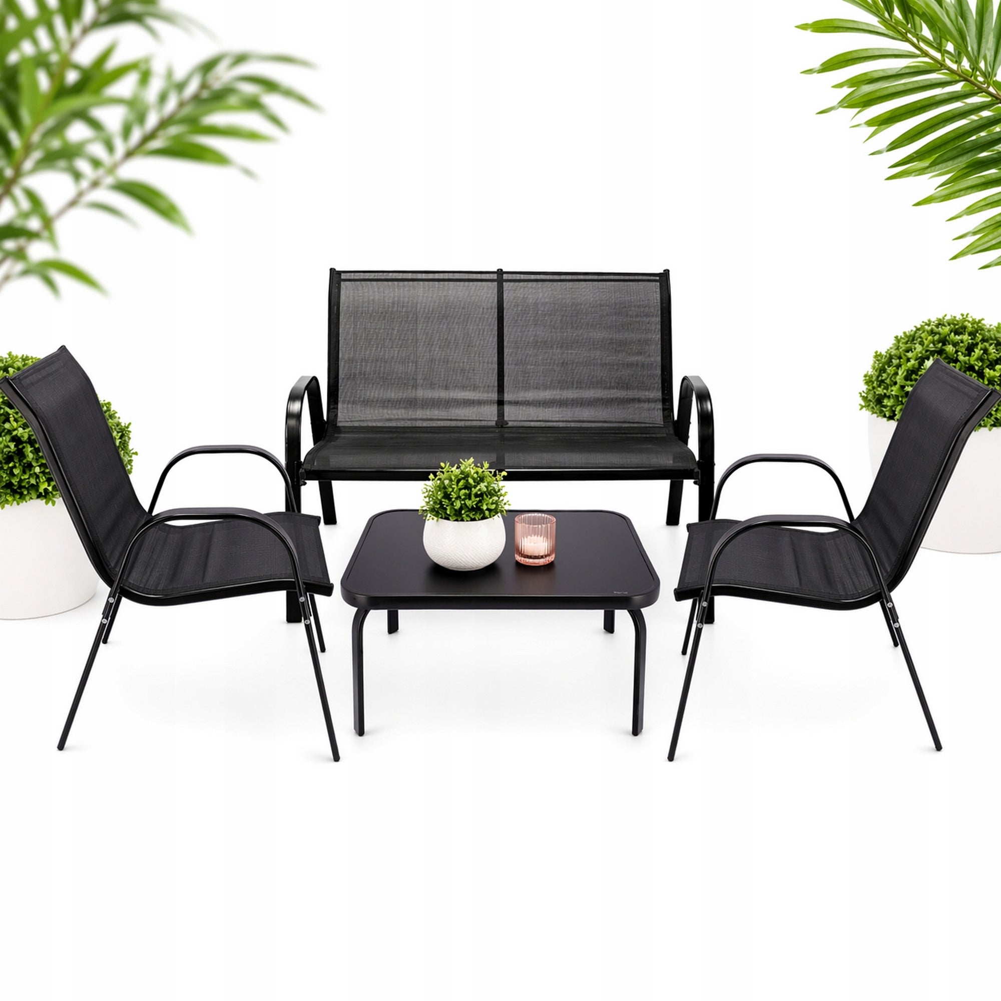 GARDEN FURNITURE terrace garden set table chair sofa black coffee