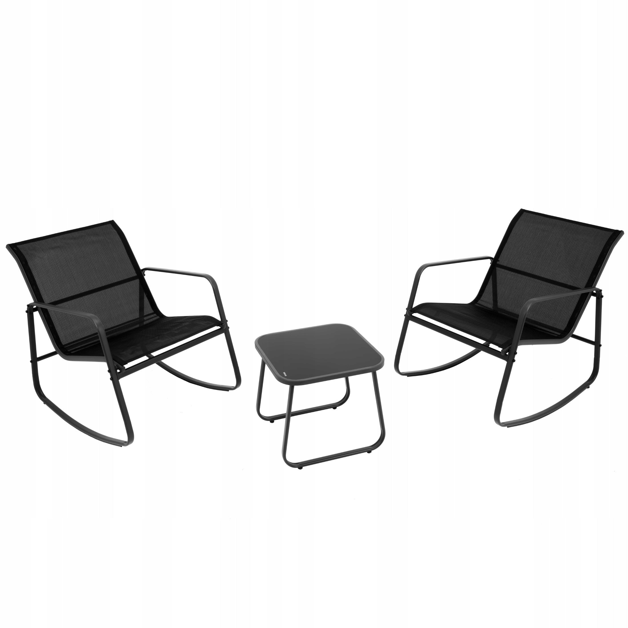 GARDEN Furniture Set 2 Chair Chairs ROCKING Textile Glass Table Main material synthetic material