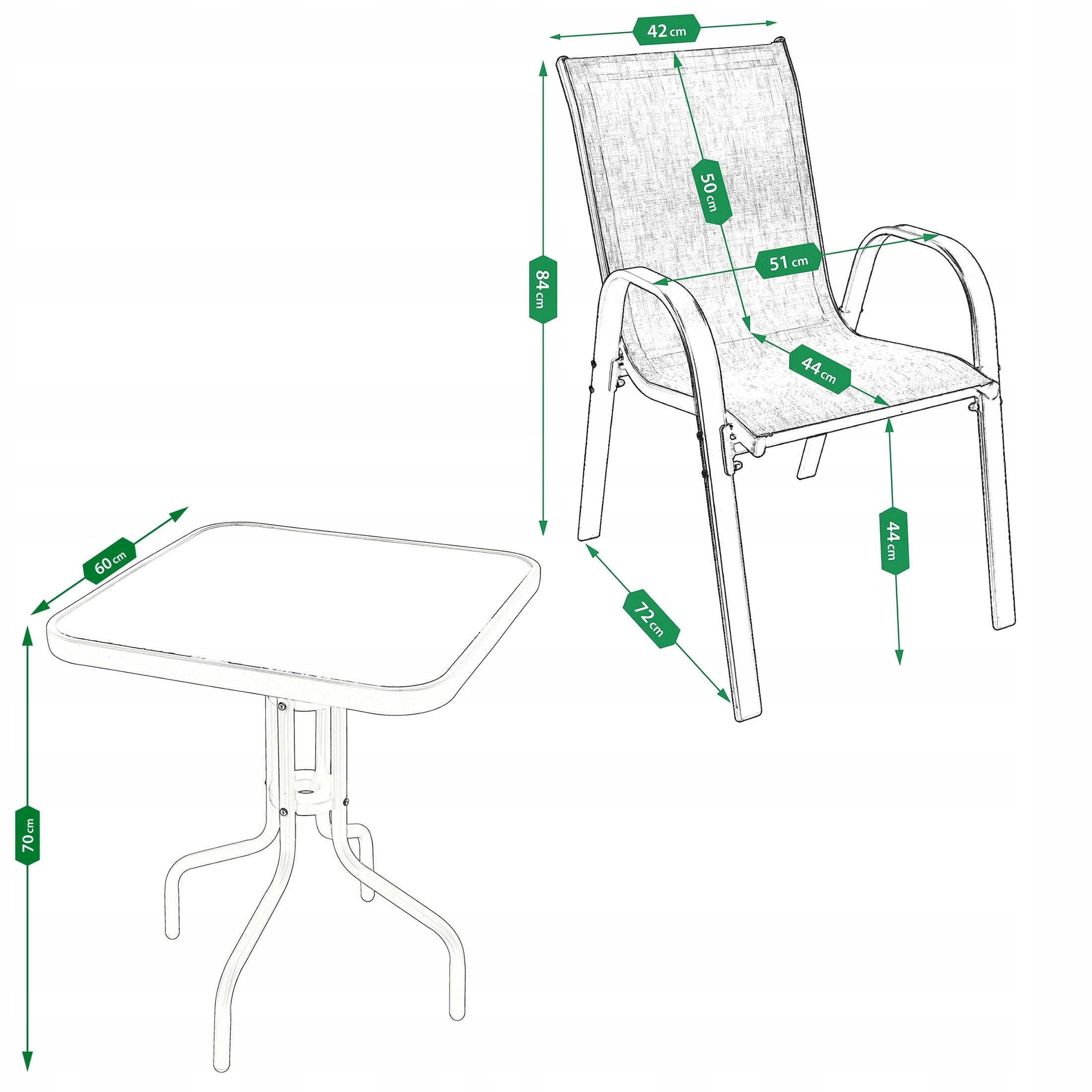 GARDEN Furniture Set Table Glass 2 x Terrace Chairs BALCONY for Garden EAN (GTIN) 5900410358102