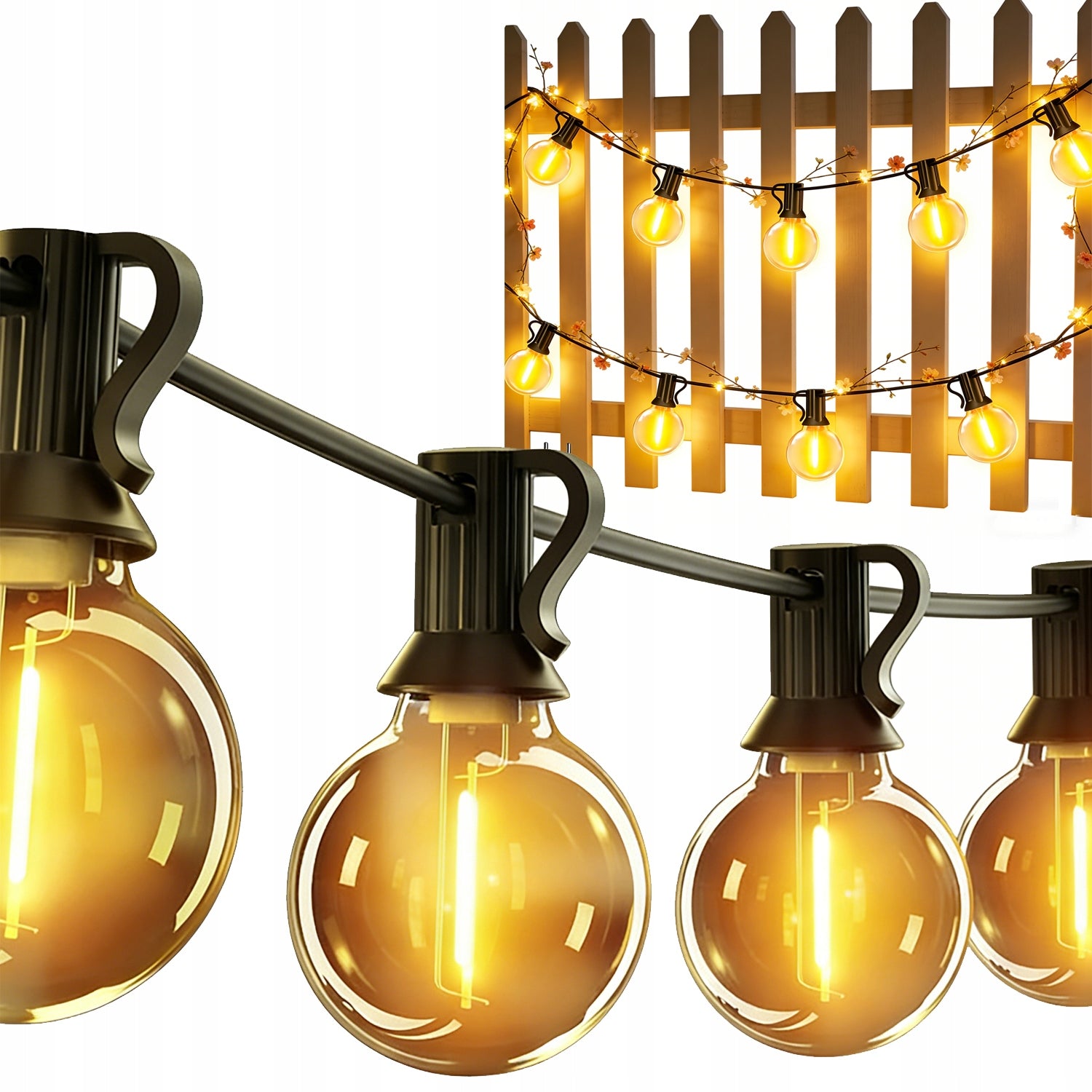 GARDEN GARLAND 12 BALLS 10M LED LIGHTS WHITE WARM SET IP44