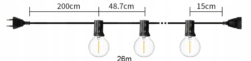 GARDEN GARLAND 50 LED 26m Light Garland for Garden Outdoor Lights Packaging status original