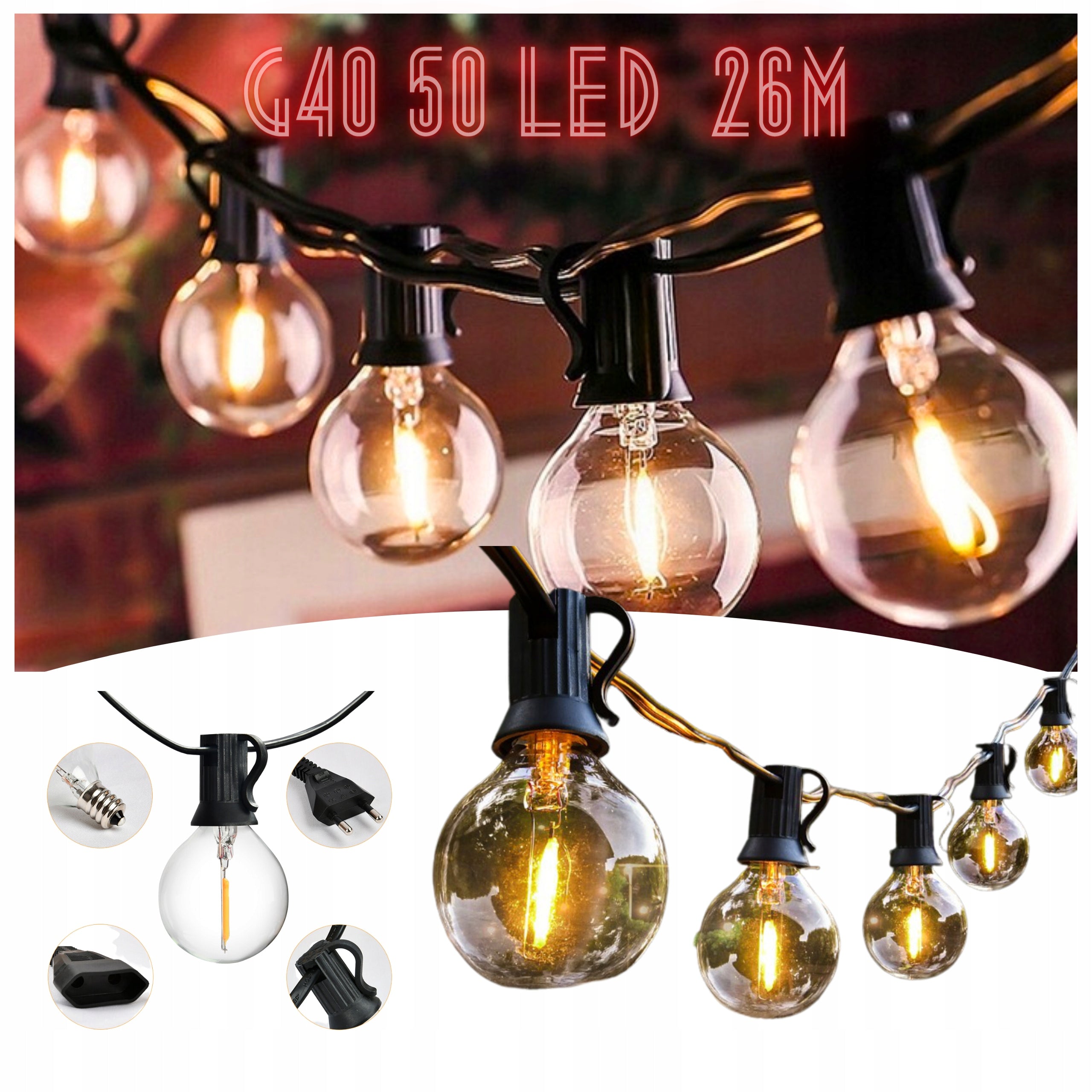 GARDEN GARLAND 50 LED 26m Light Garland for Garden Outdoor Lights