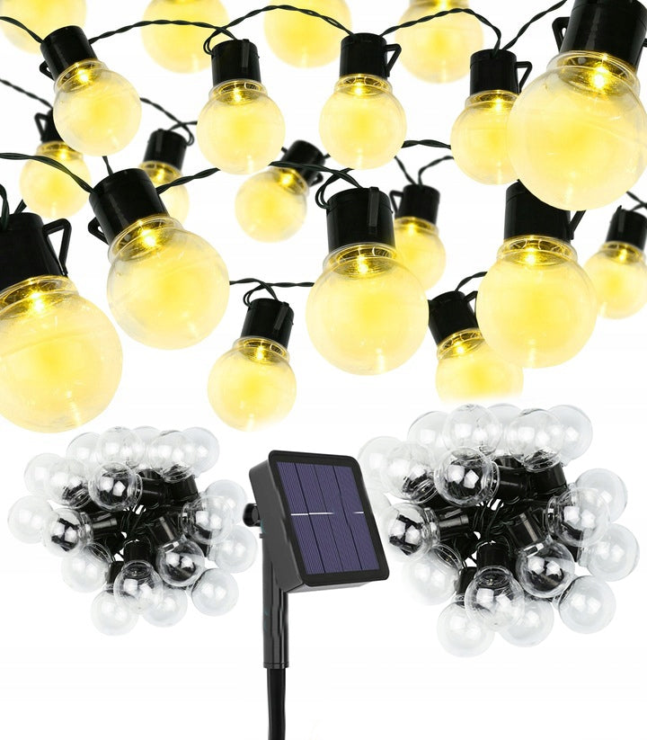 GARDEN GARLAND DECORATIVE LAMPS WARM SOLAR 40 LED BULBS 10m