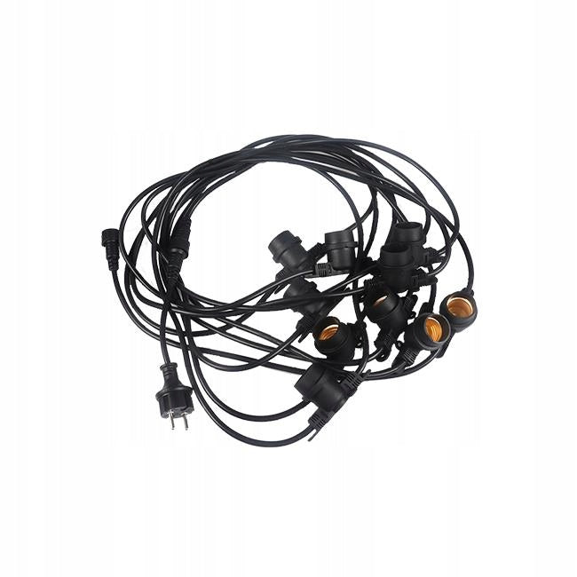 GARDEN GARLAND FOR TERRACE LAMP CHAIN 10M 20 X E27 IP44 230V BLACK Batteries included no