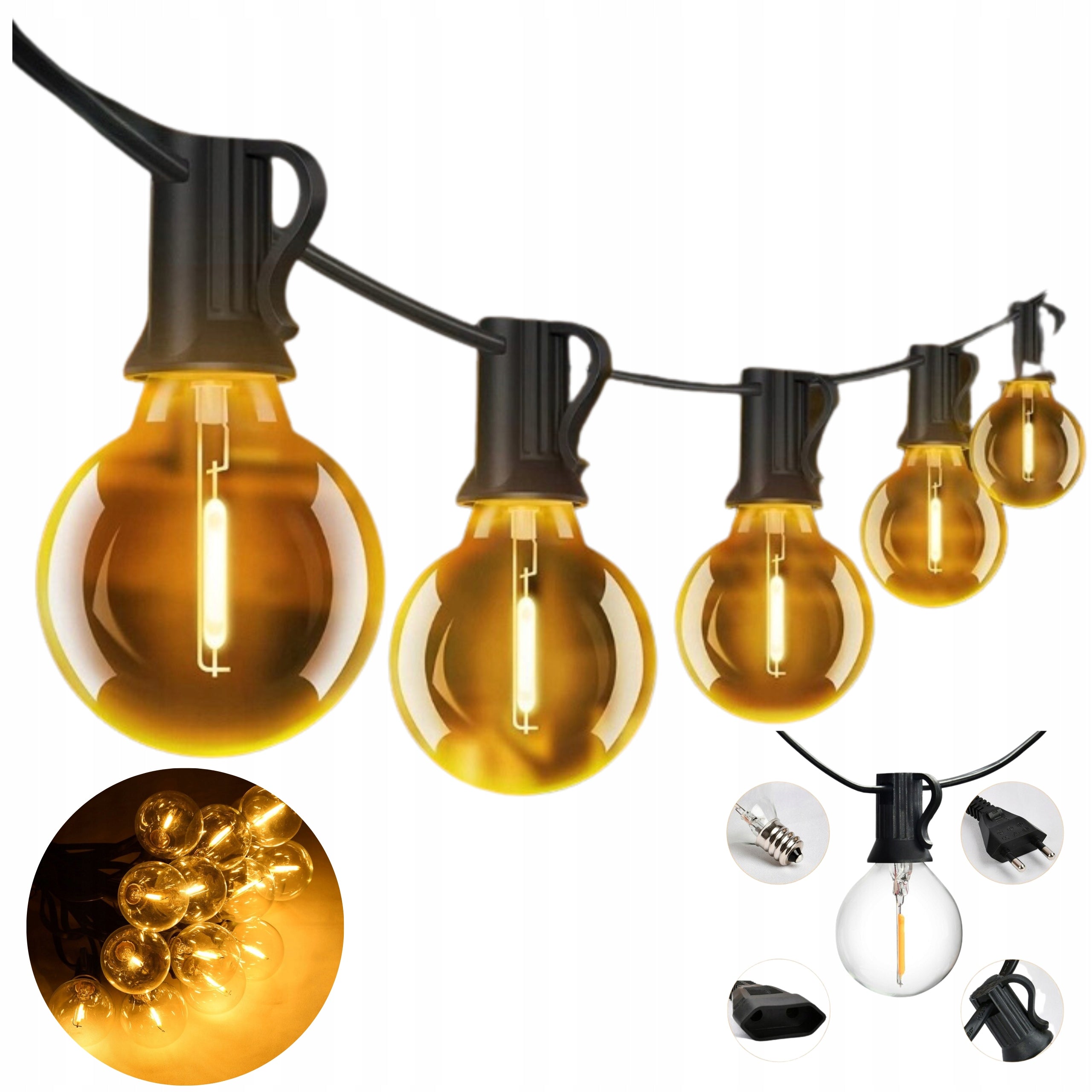 GARDEN GARLAND LIGHT 50LED Lights 26 METERS LIGHT GARLAND 50 Led Packaging status original