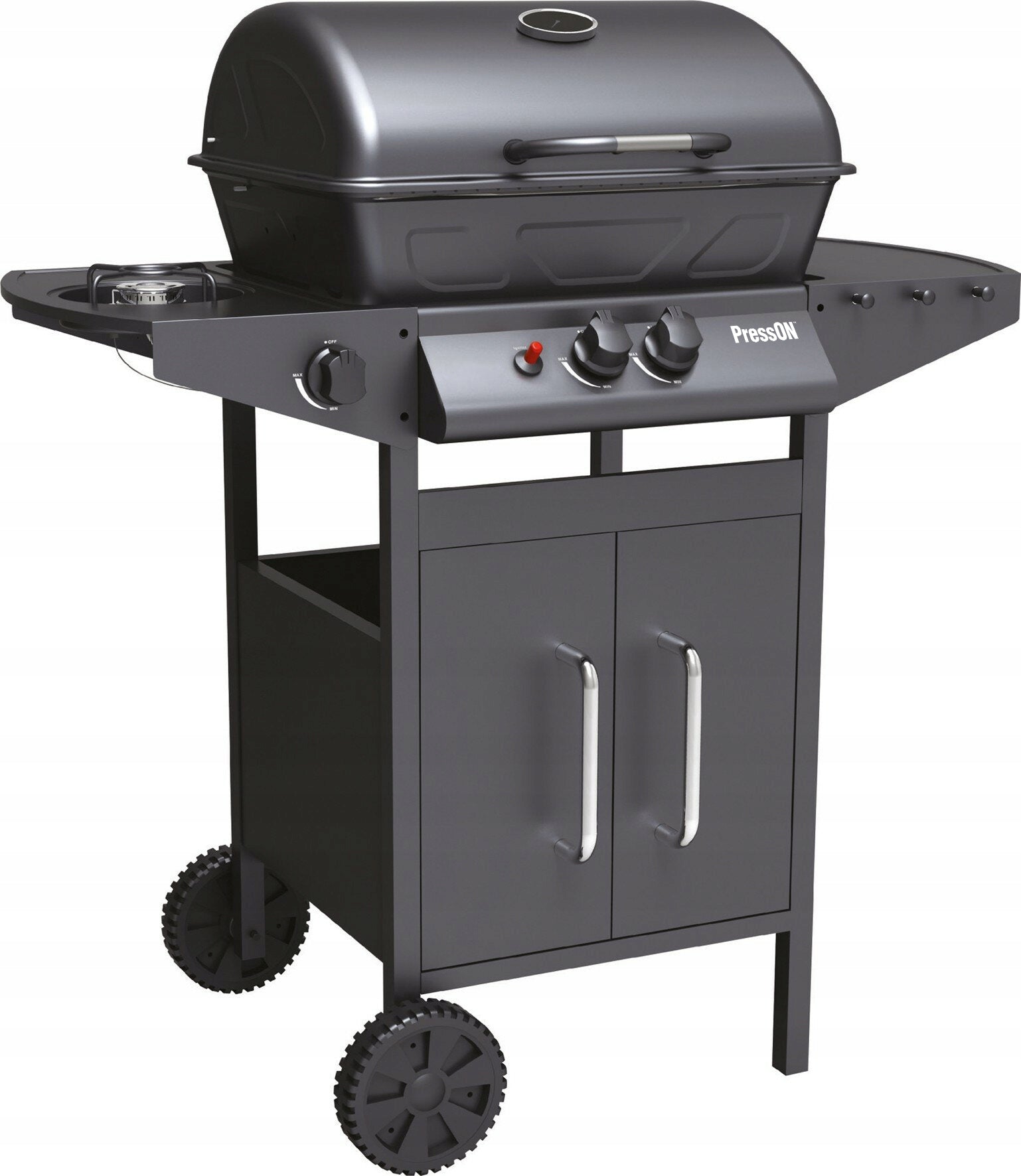 GARDEN GAS GRILL 2+1 8kW LARGE GRATE CABINET SIDE BURNER THERMOMETER