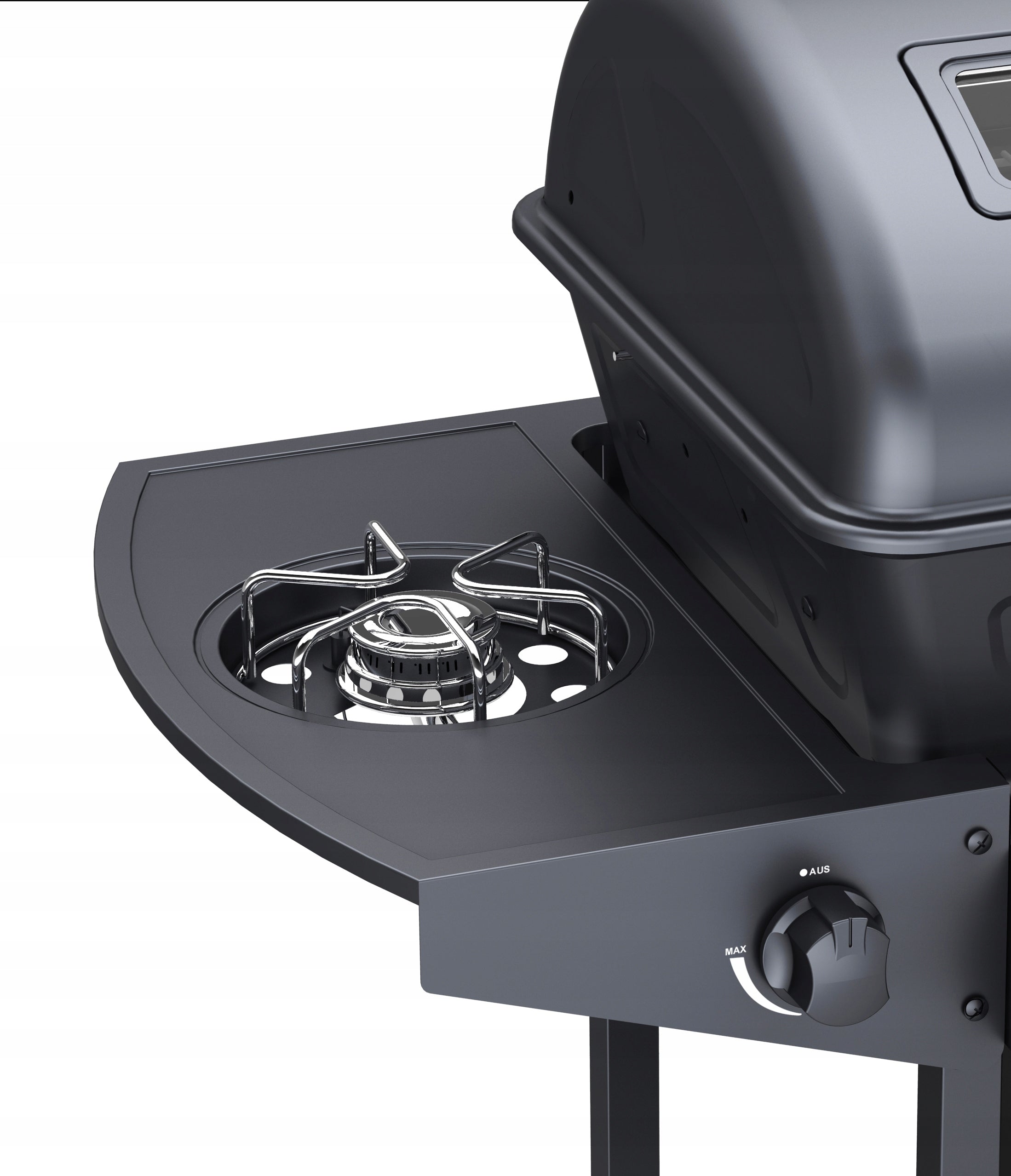 GARDEN GAS GRILL 3+1 11kW LARGE GRATE CABINET SIDE BURNER THERMOMETER Grill depth 53 cm
