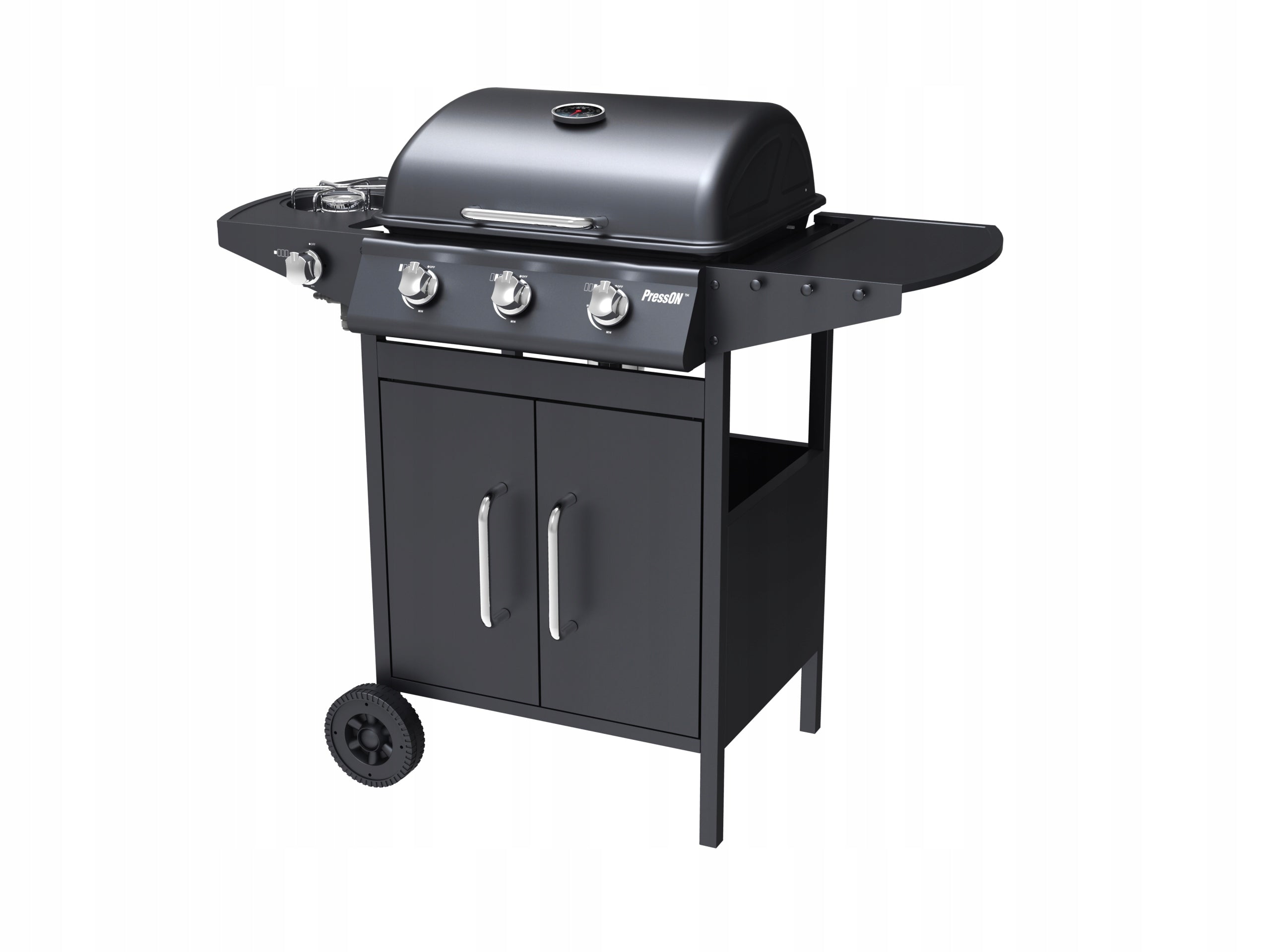 GARDEN GAS GRILL 3+1 11kW LARGE GRATE CABINET SIDE BURNER THERMOMETER Power 13.9 kW