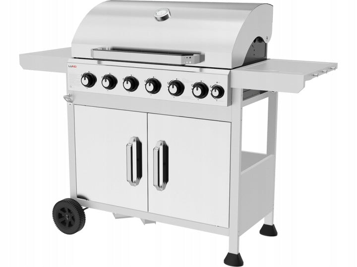 GARDEN GAS GRILL 6+1 SIDE BURNER 7 BURNERS COVER CAST IRON GRATE Power 20.5 kW