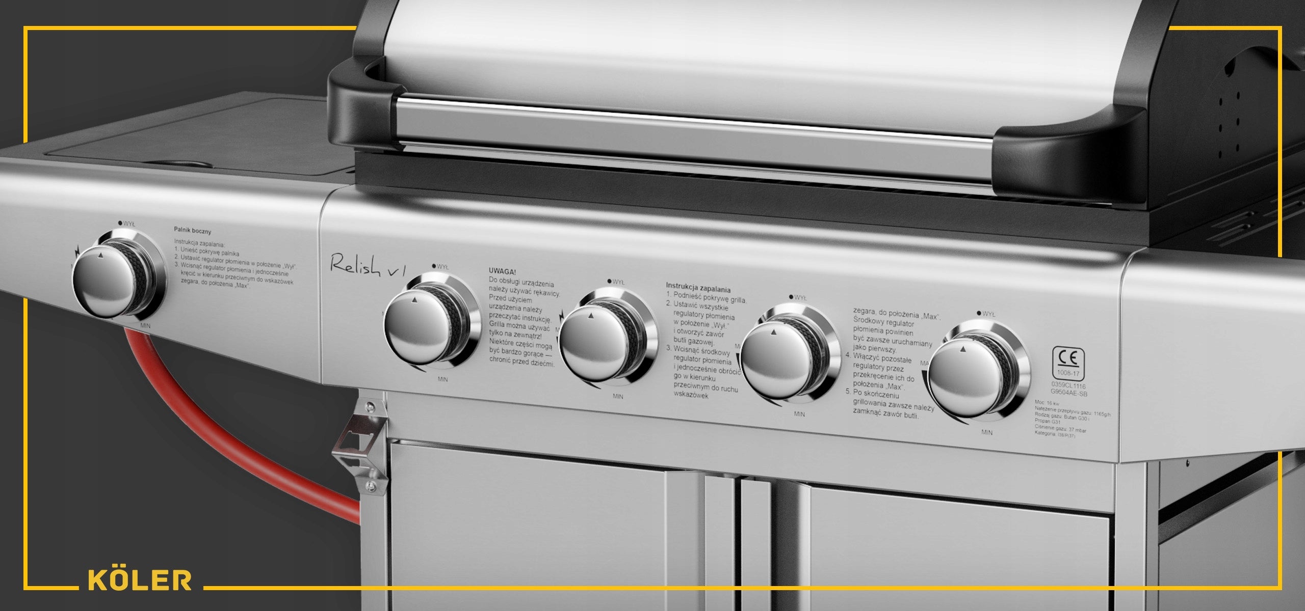 GARDEN GAS GRILL CAST IRON STAINLESS STEEL GRATE 16kW Relish V1 4+1 ACCESSORIES Number of burners 5