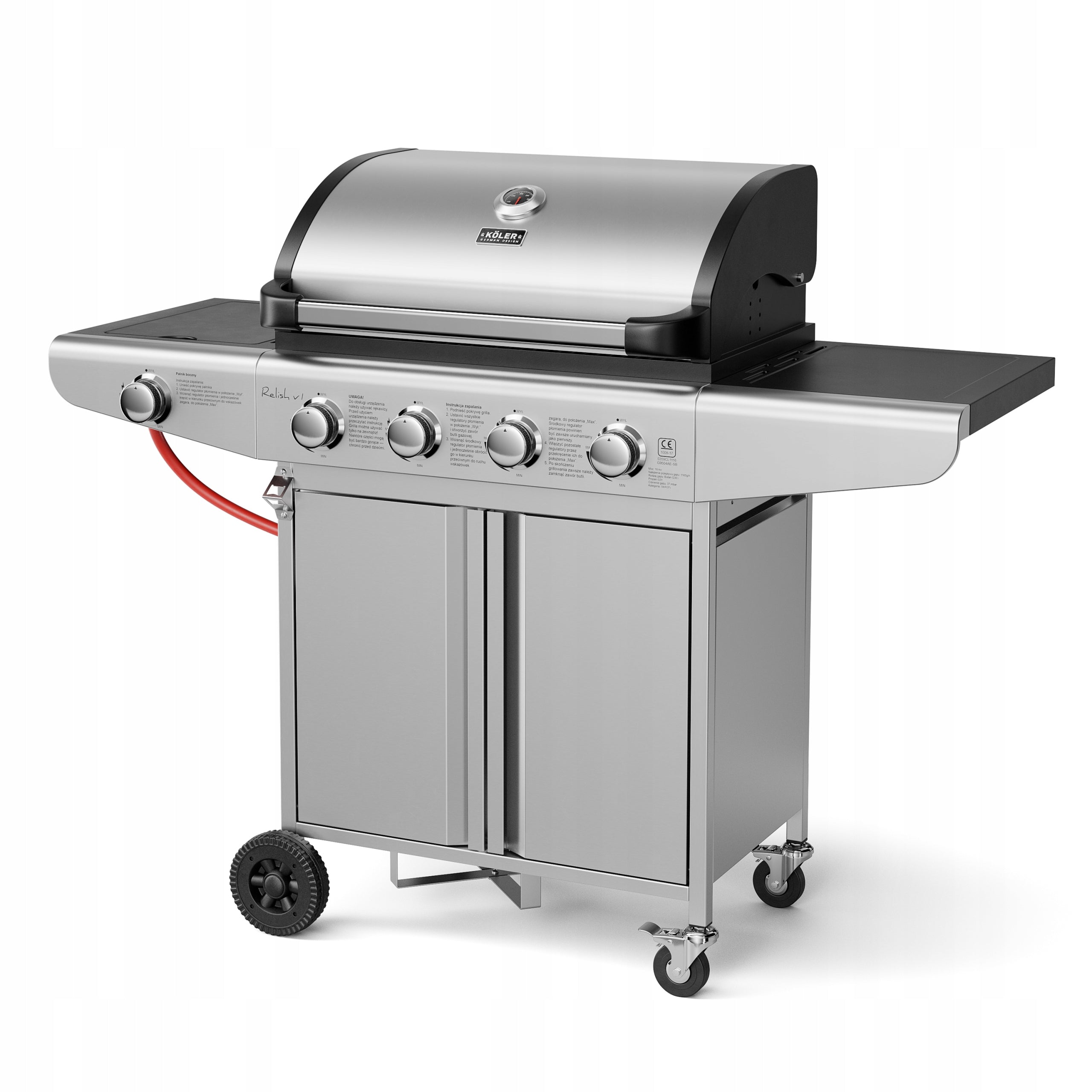 GARDEN GAS GRILL CAST IRON STAINLESS STEEL GRATE 16kW Relish V1 4+1 ACCESSORIES Packaging status original