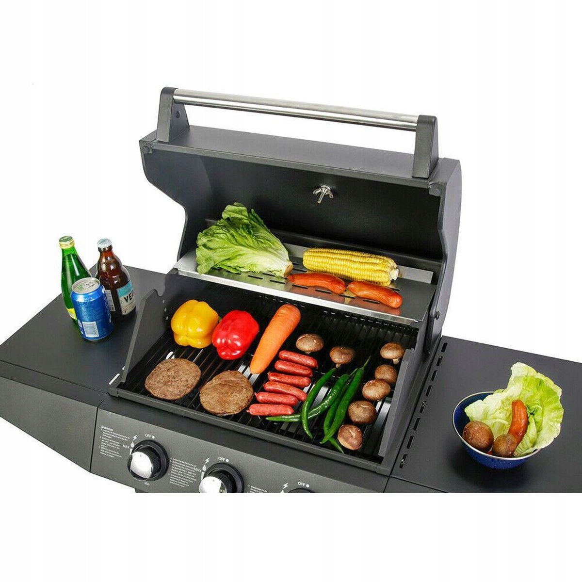 GARDEN GAS GRILL EL FUEGO SAN ANGELO 8.4kW 3BURNERS+REDUCER AT HAND! Grill width 110 cm