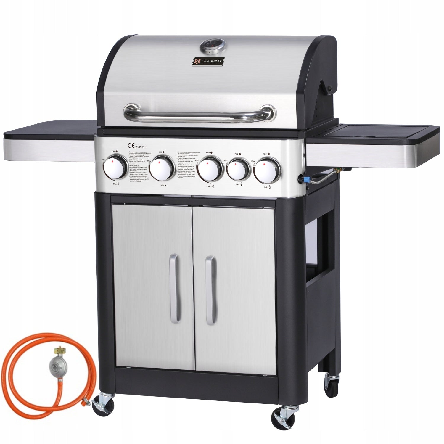 GARDEN GAS GRILL LANDGRAF 13,7 kW CAST IRON GRATE PLACE FOR CYLINDER