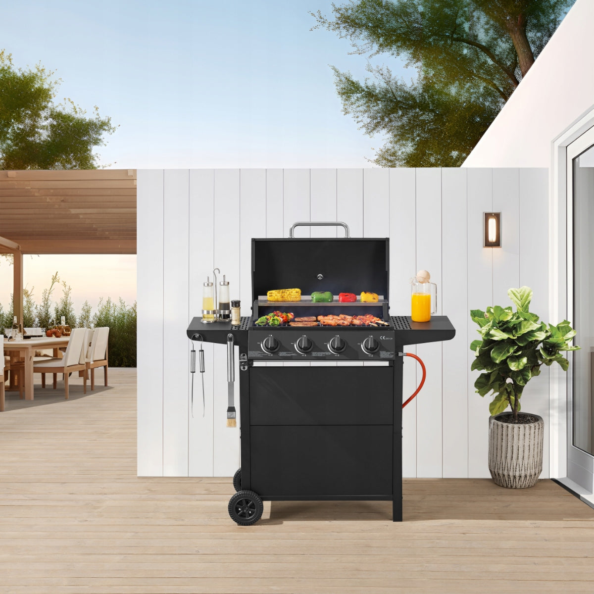 GARDEN GAS GRILL LANDGRAF GRATE SPACE FOR CYLINDER SHELF THERMOMETER Grill height 100 cm