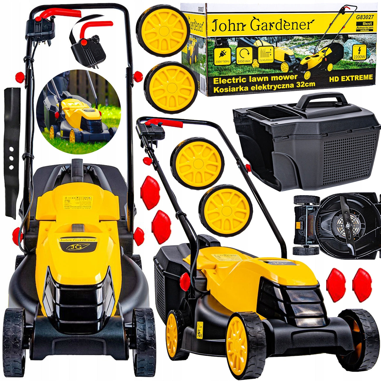 GARDEN GRASS ELECTRIC MOWER STRONG HD EXTREMELY LIGHT MANEUVERABLE 32CM