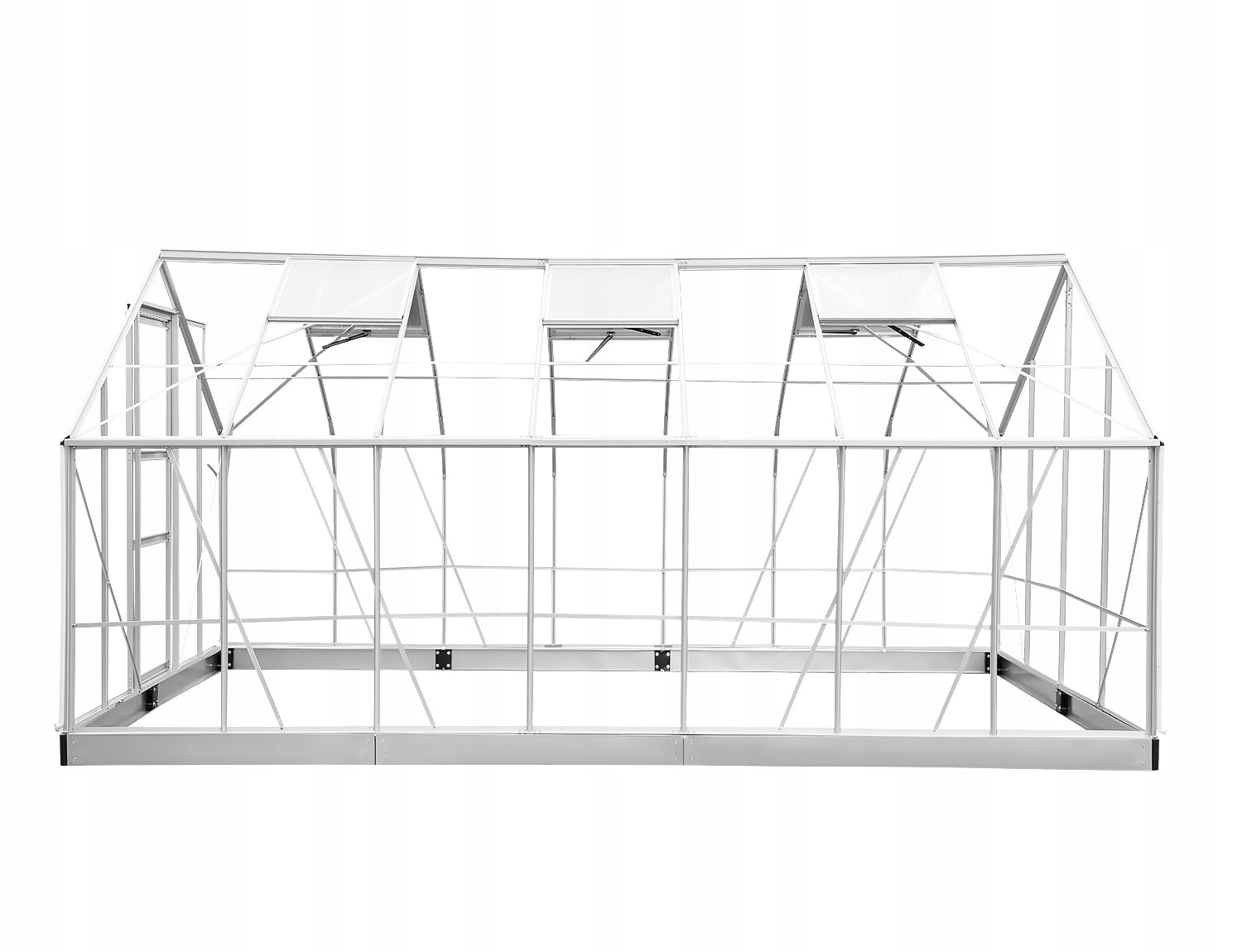 GARDEN GREENHOUSE 4,3mx2,5m ALUMINUM POLYCARBONATE 6mm +FOUNDATION WITH ANCHORS Length 4.3 m