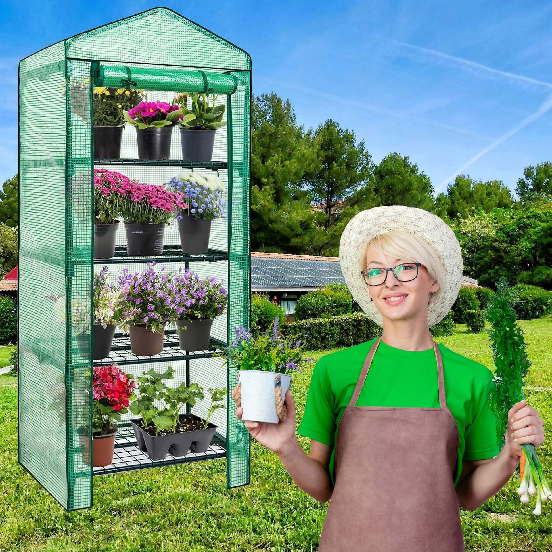 GARDEN GREENHOUSE BALCONY bookcase 4 shelves 160x70x50cm UV4 for BALCONY FOLIAK Product height 160 cm