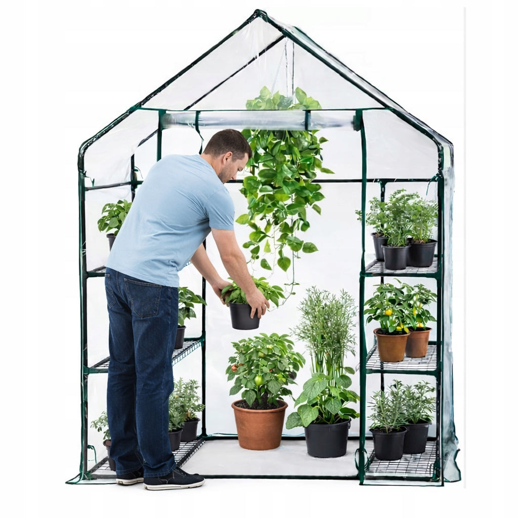 GARDEN GREENHOUSE FOIL MINI BALCONY 195x143x73 CM PVC STEEL 4 SHELVES Manufacturer no brand