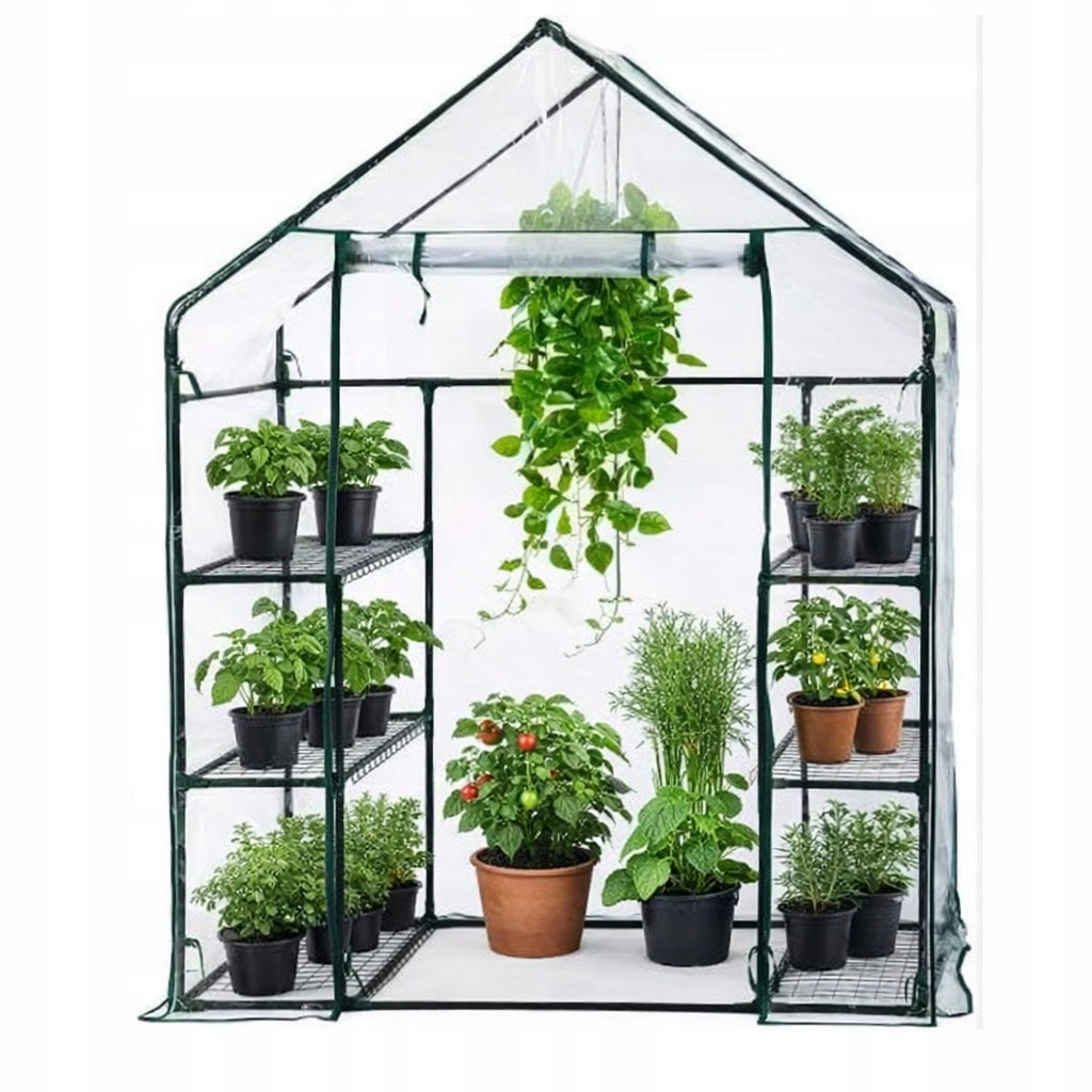 GARDEN GREENHOUSE FOIL MINI BALCONY 195x143x73 CM PVC STEEL 4 SHELVES Product height 195 cm