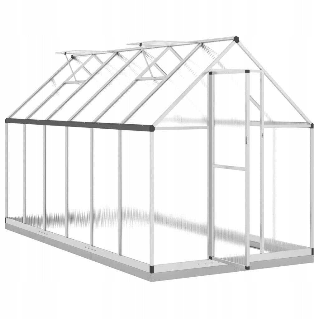 GARDEN GREENHOUSE WITH BASE FRAME SILVER 334X169X202CM ALUMINIUM Unfolded width 334 cm