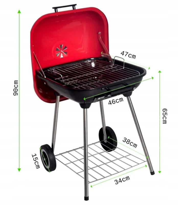 GARDEN GRILL CARBON COVER GRATE 43,5x43,5cm CIRCLES WITH COVER PORTABLE Grate width 40 cm