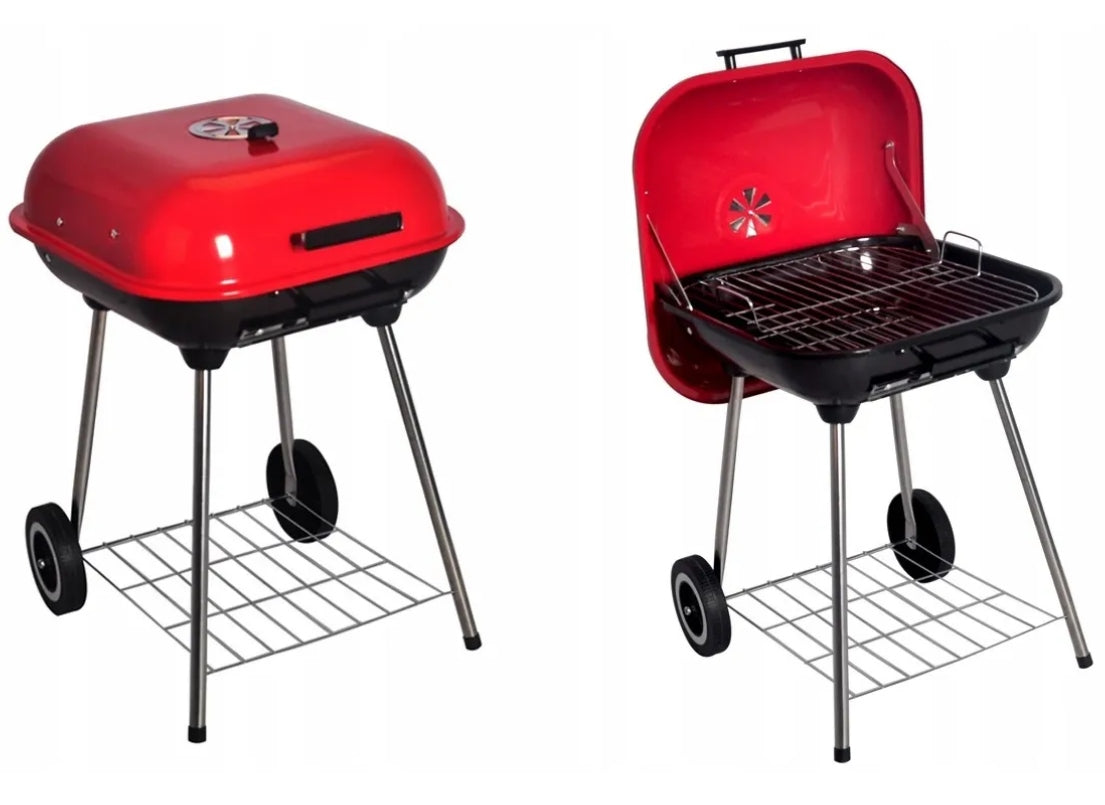 GARDEN GRILL CARBON COVER GRATE 43,5x43,5cm CIRCLES WITH COVER PORTABLE Grill depth 46 cm