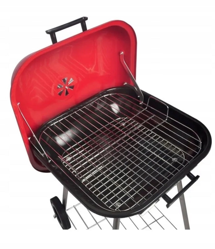 GARDEN GRILL CARBON COVER GRATE 43,5x43,5cm CIRCLES WITH COVER PORTABLE Grill height 98 cm