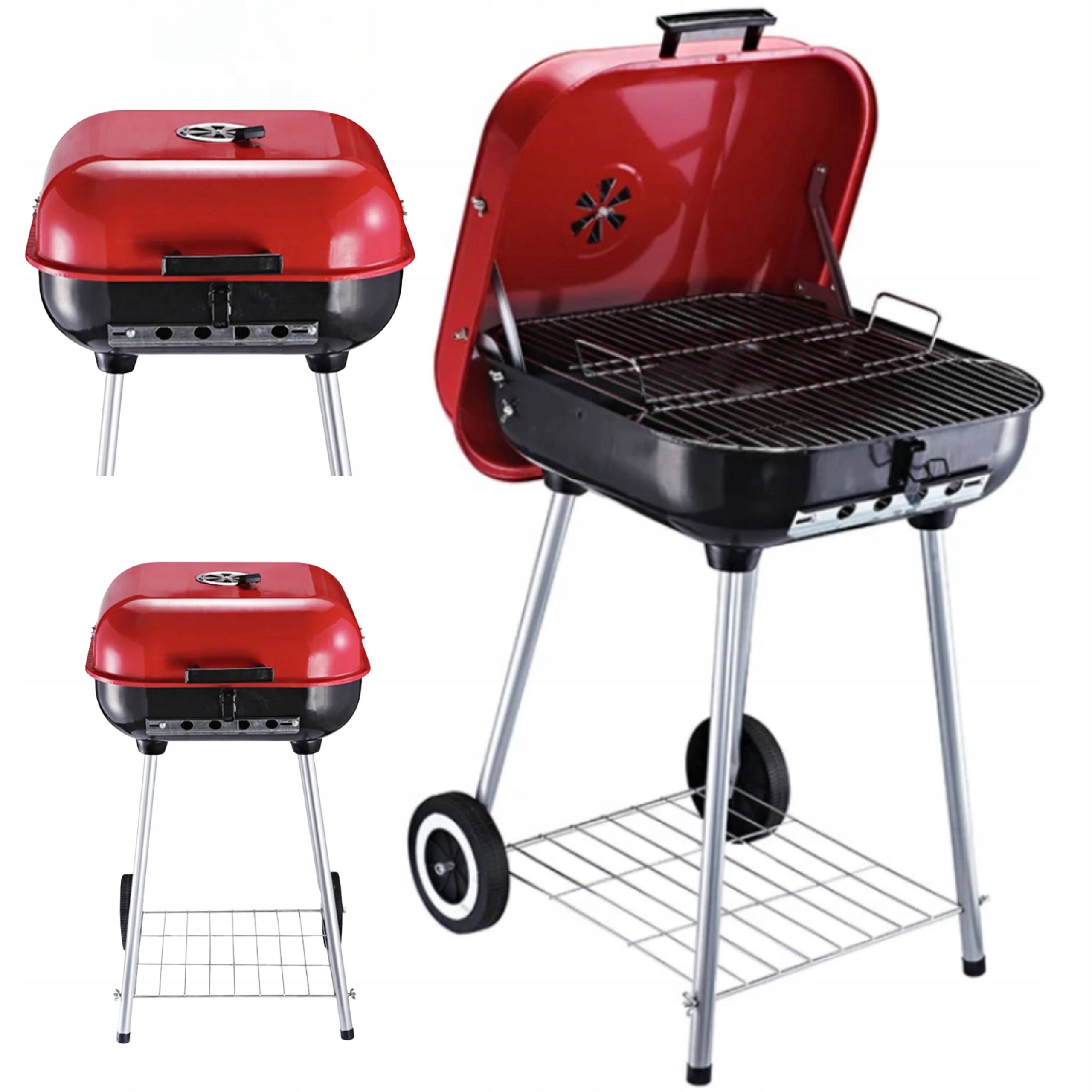 GARDEN GRILL CARBON COVER GRATE 43,5x43,5cm CIRCLES WITH COVER PORTABLE