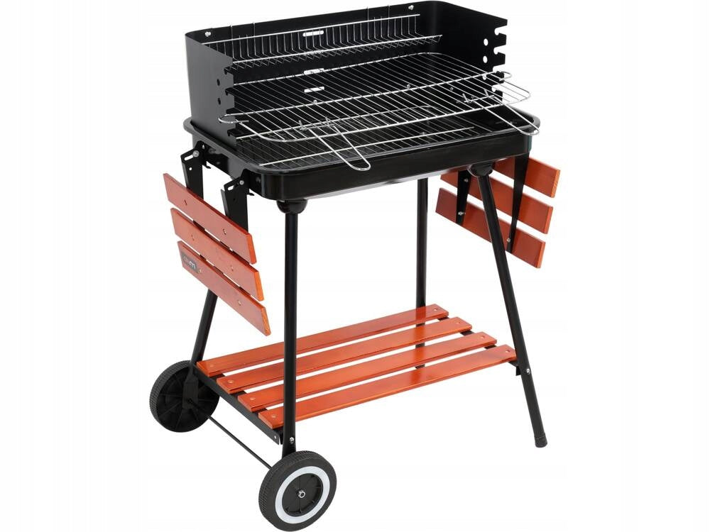 GARDEN GRILL CHARCOAL FOLDING SHELVES, WHEELS GRATE 53cm Manufacturer Lund