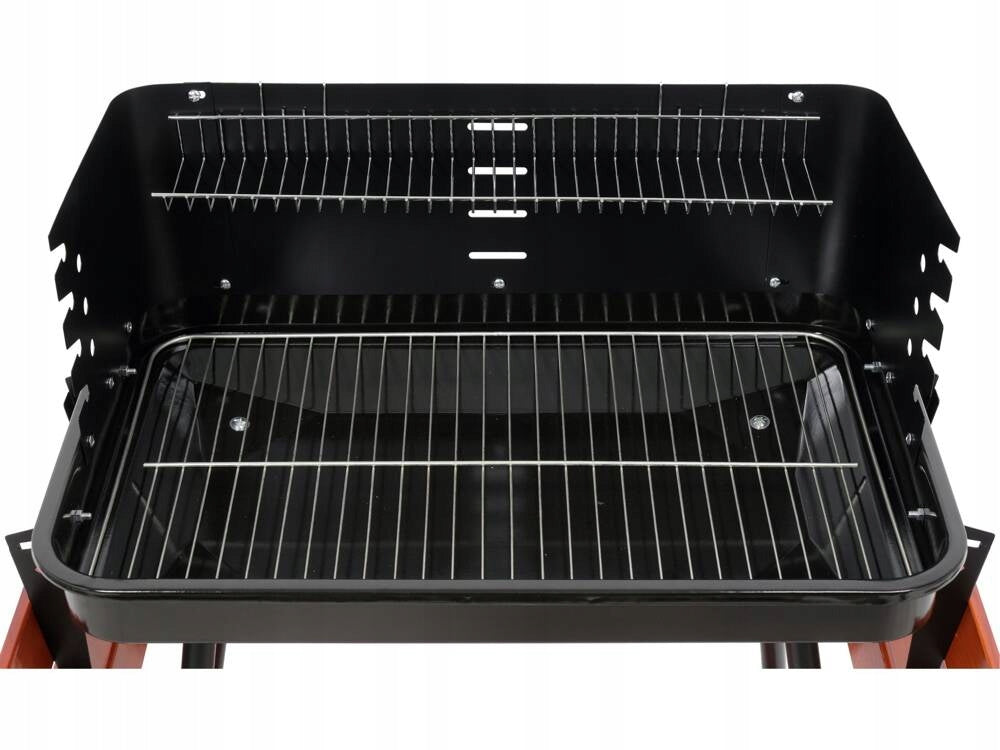 GARDEN GRILL CHARCOAL FOLDING SHELVES, WHEELS GRATE 53cm Type portable