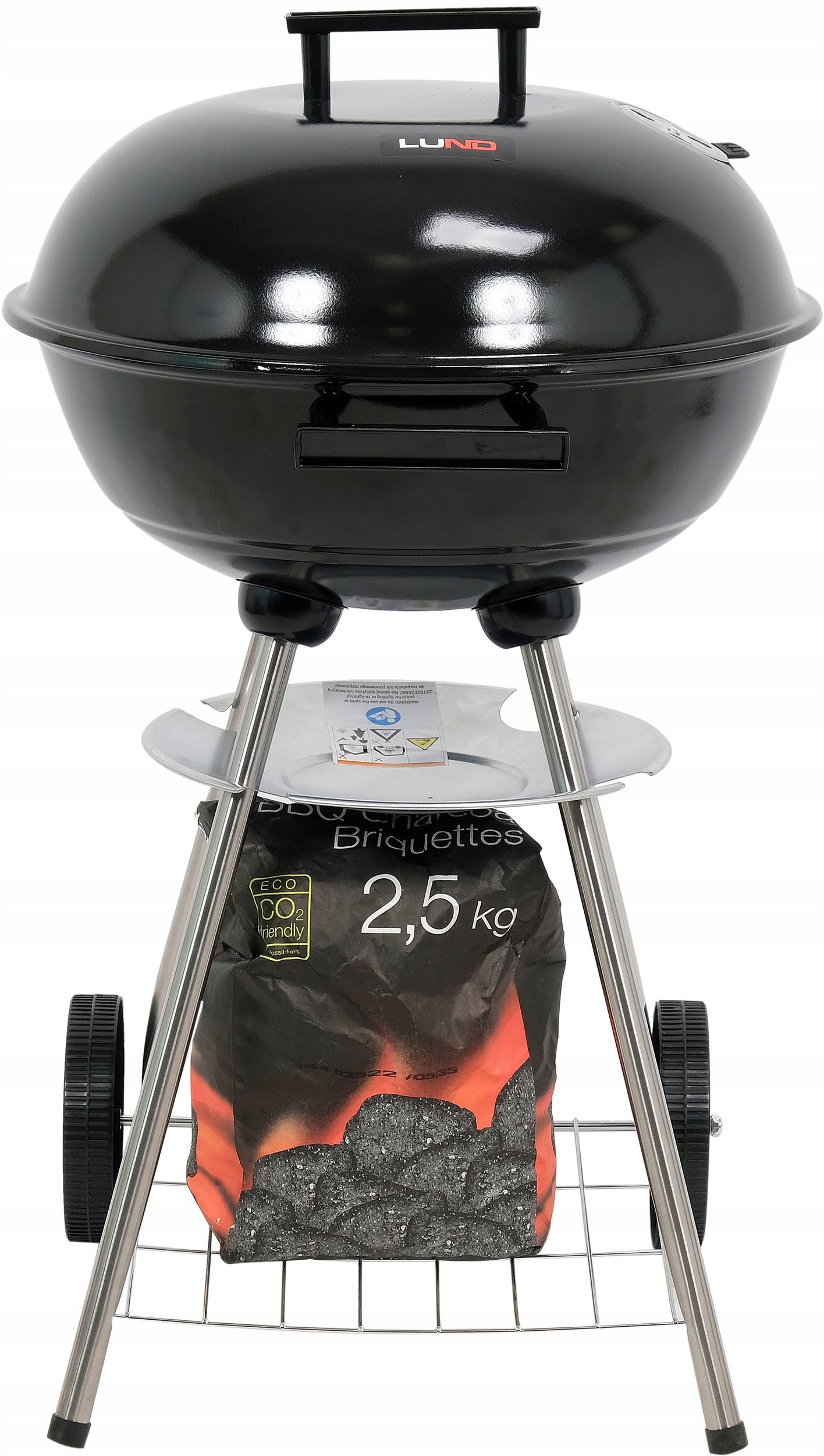 GARDEN GRILL CHARCOAL GRATE STEEL ROUND 41CM COVER WITH COVER LUND Grill width 44 cm