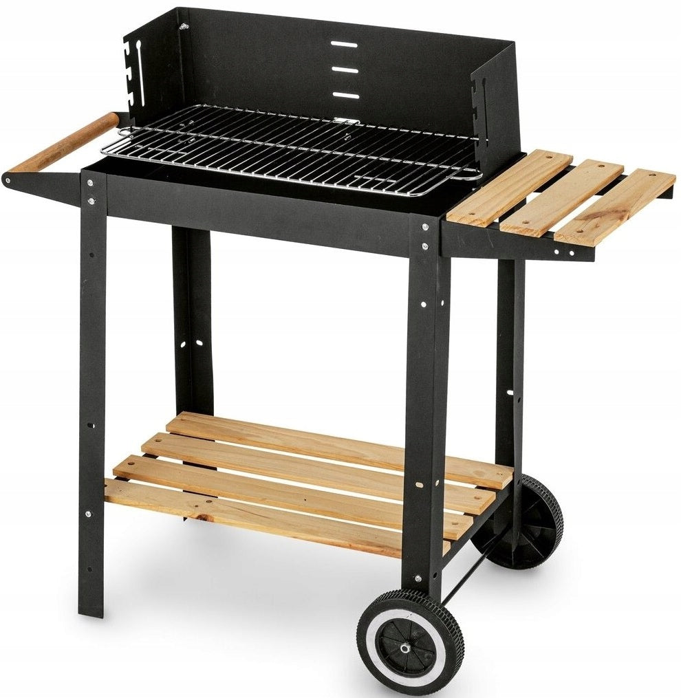 GARDEN GRILL Carbon STEEL GRATE 2 SHELVES ON WHEELS Konighoffer 80cm