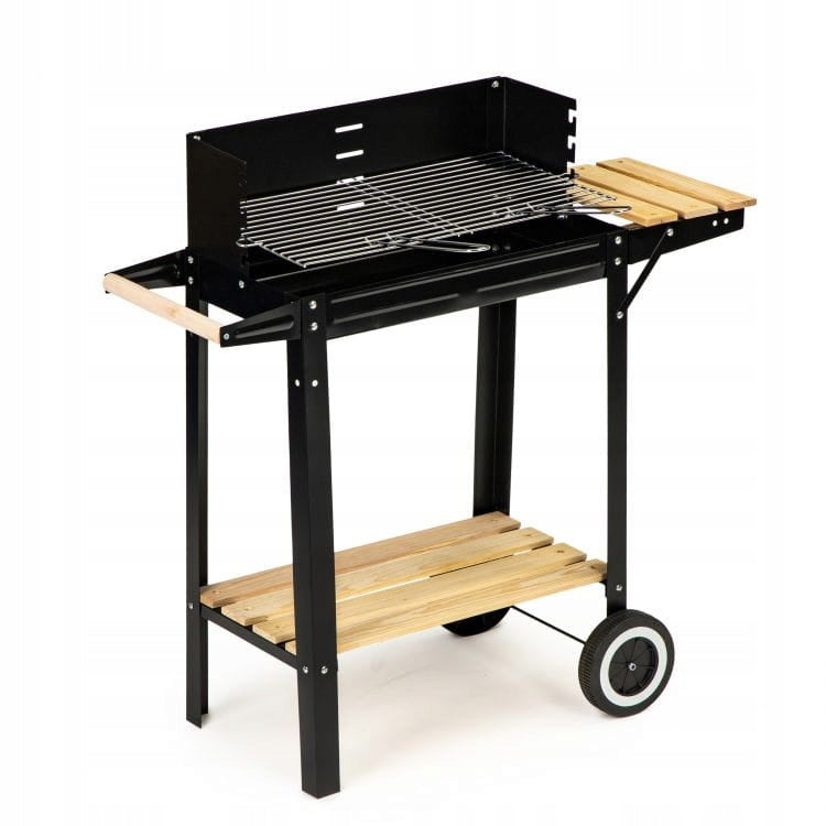 GARDEN GRILL Carbon STEEL GRATE 2 SHELVES ON WHEELS Konighoffer 80cm