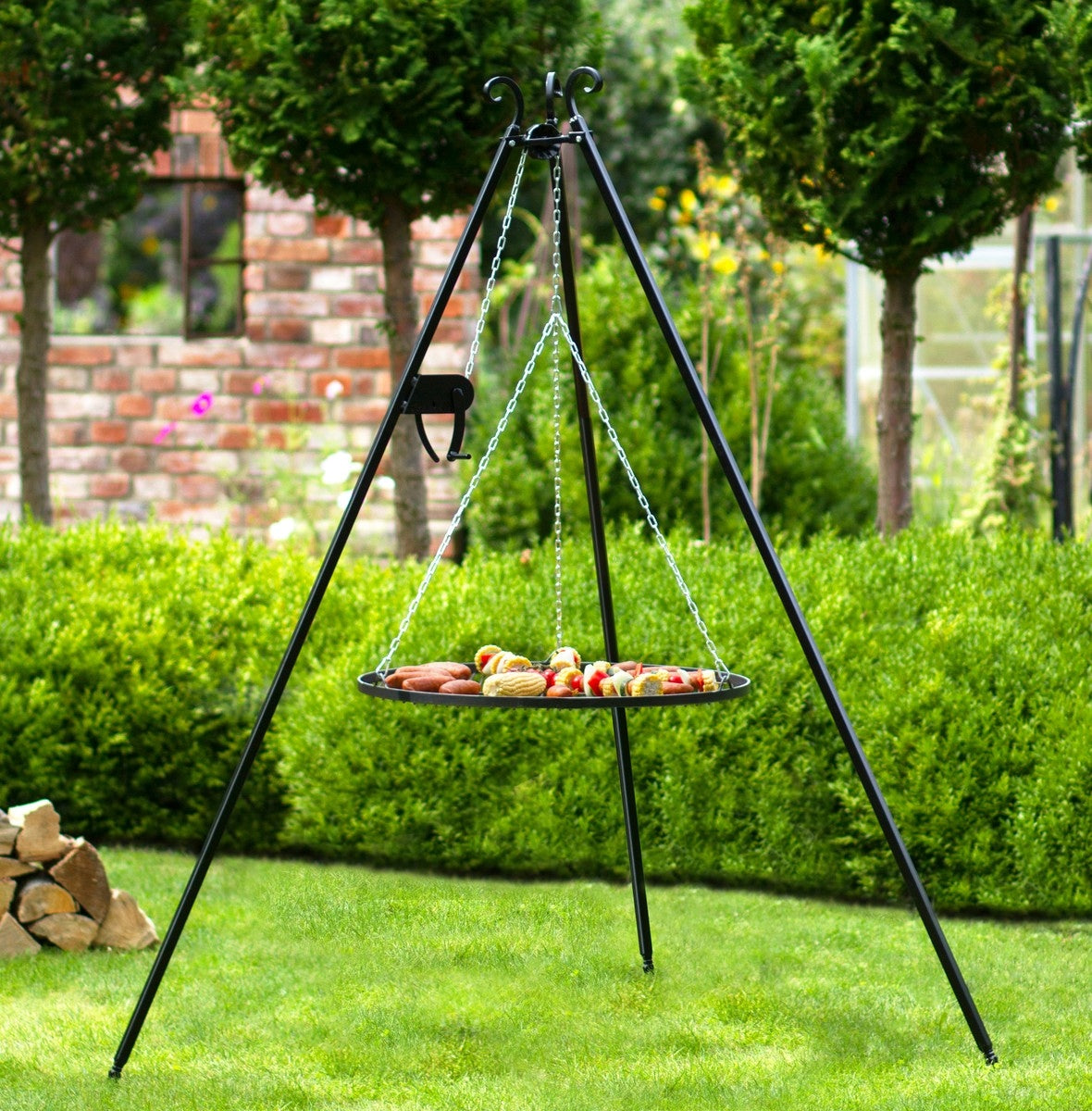 GARDEN GRILL FI 80CM TRIPOD 180CM + REEL Product height 180 cm