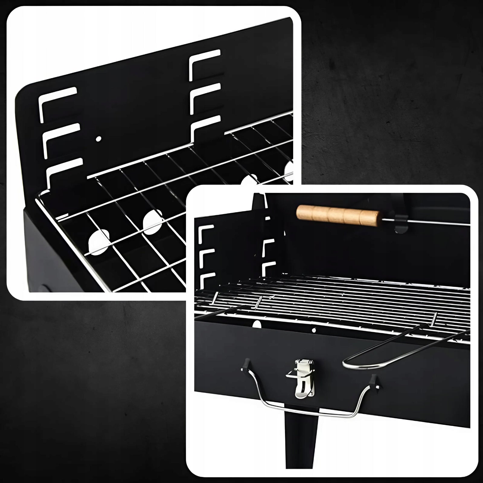 GARDEN GRILL TOURIST PORTABLE FOLDING BBQ SUITCASE + ACCESSORIES Grate length 42 cm