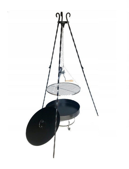 GARDEN GRILL TRIPOD GRATE CHROME +FIREPLACE 60cm