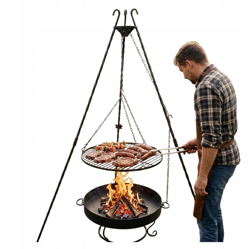 GARDEN GRILL TRIPOD + GRATE + HEARTH 60 CM