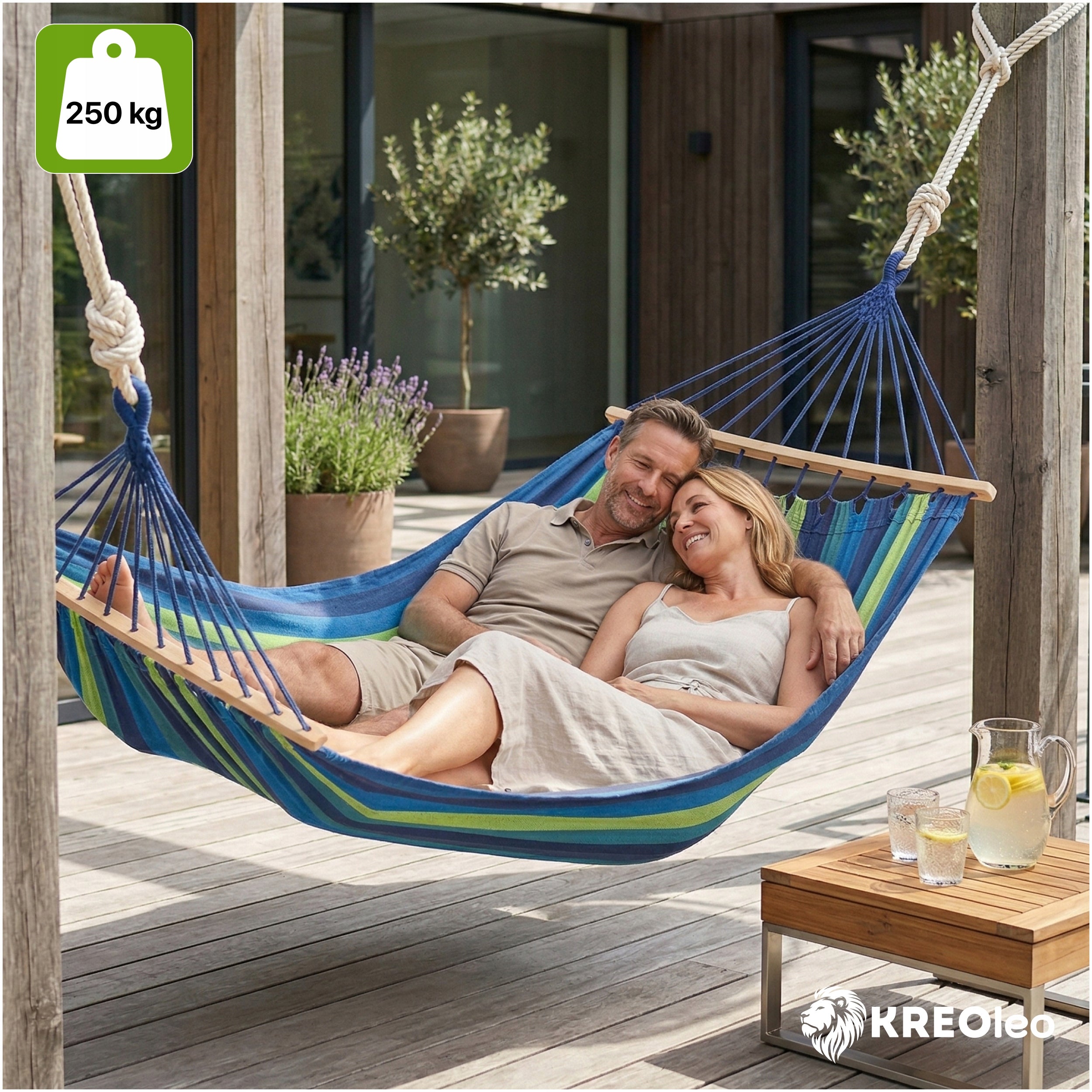 GARDEN HAMMOCK 2 PERSON SWING XXL REINFORCED STRONG HEADBAND LARGE + BAG Manufacturer KREOleo