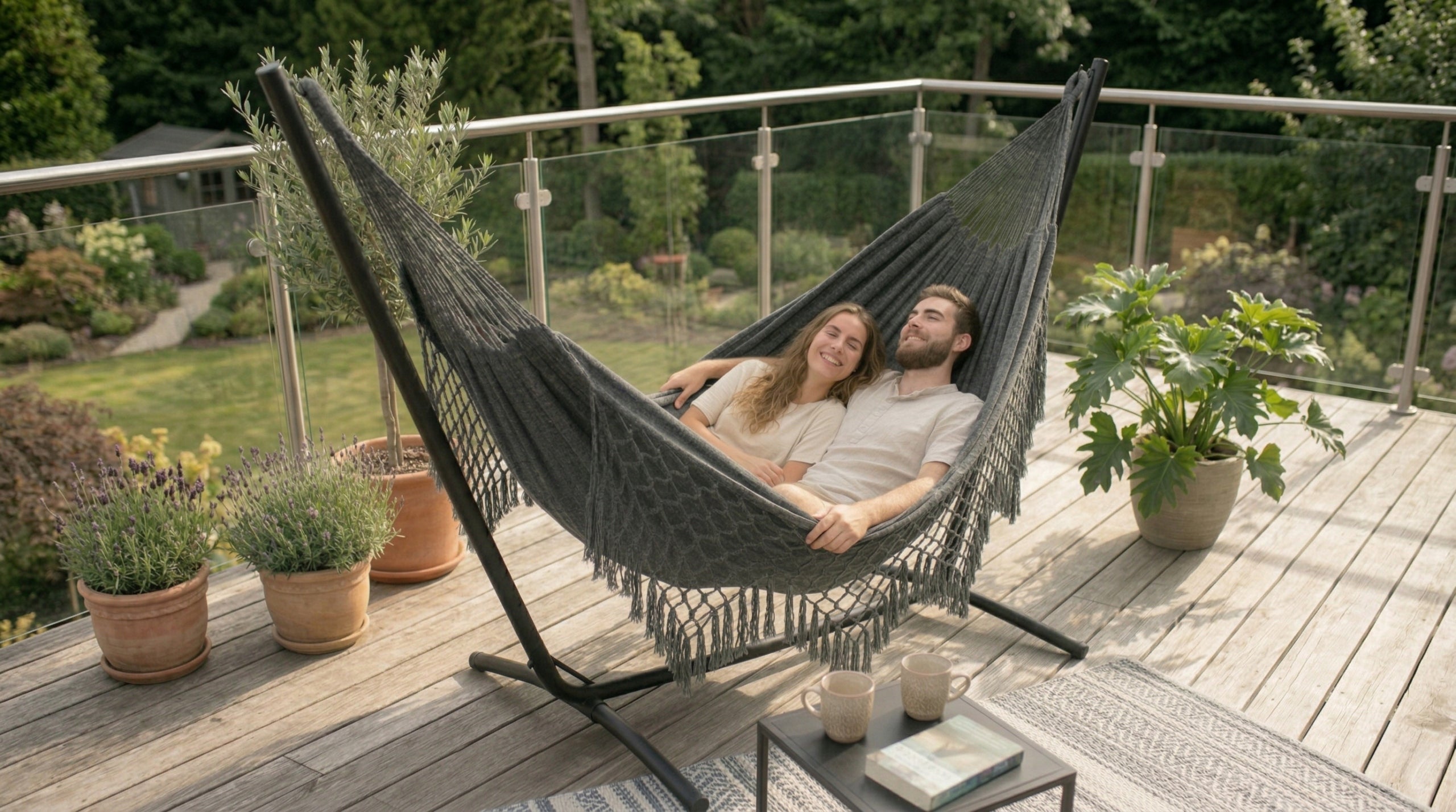 GARDEN HAMMOCK DOUBLE BOHO XXL LARGE STRONG SWING TOURIST BAG Packaging status original