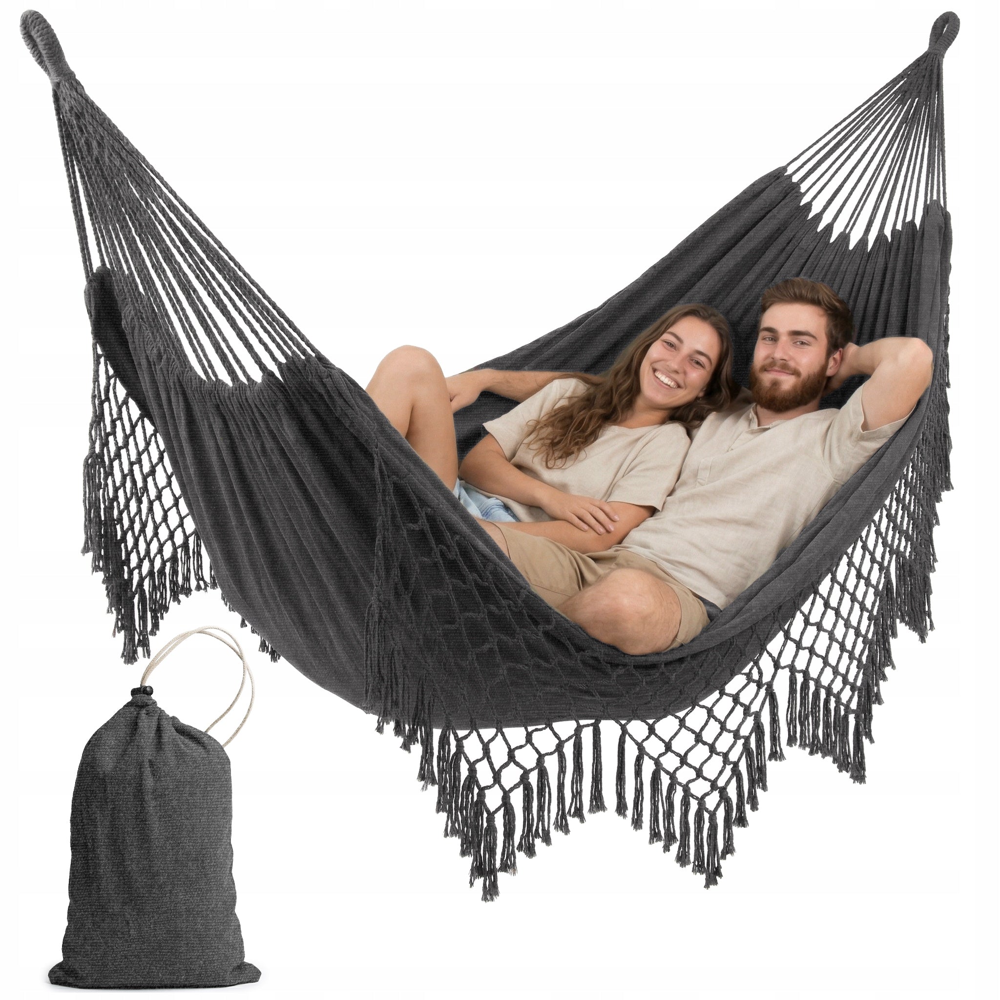 GARDEN HAMMOCK DOUBLE BOHO XXL LARGE STRONG SWING TOURIST BAG