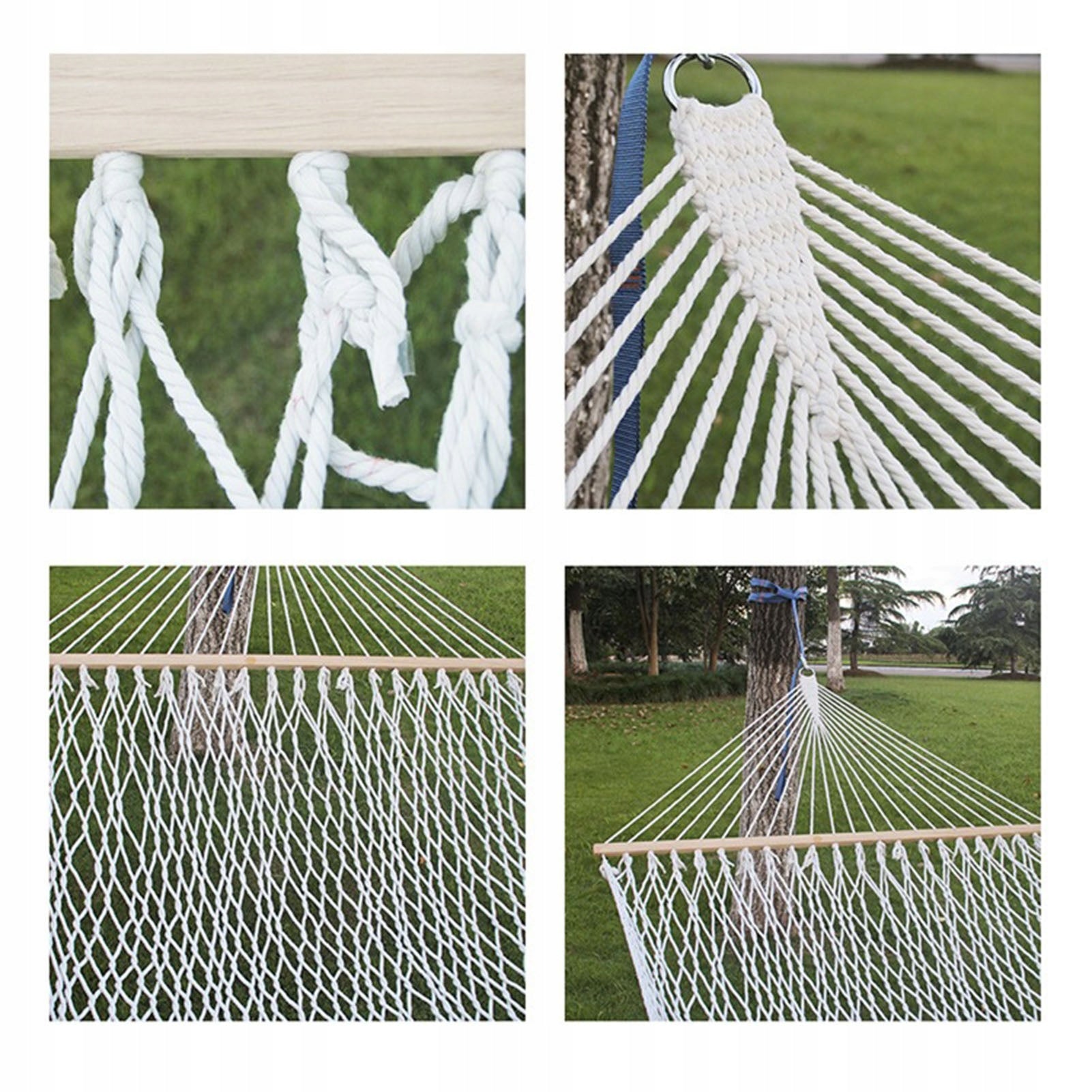 GARDEN HAMMOCK STRING SWING WITH FRAME ROCKER MESH BRAIDED WHITE Material width 80 cm