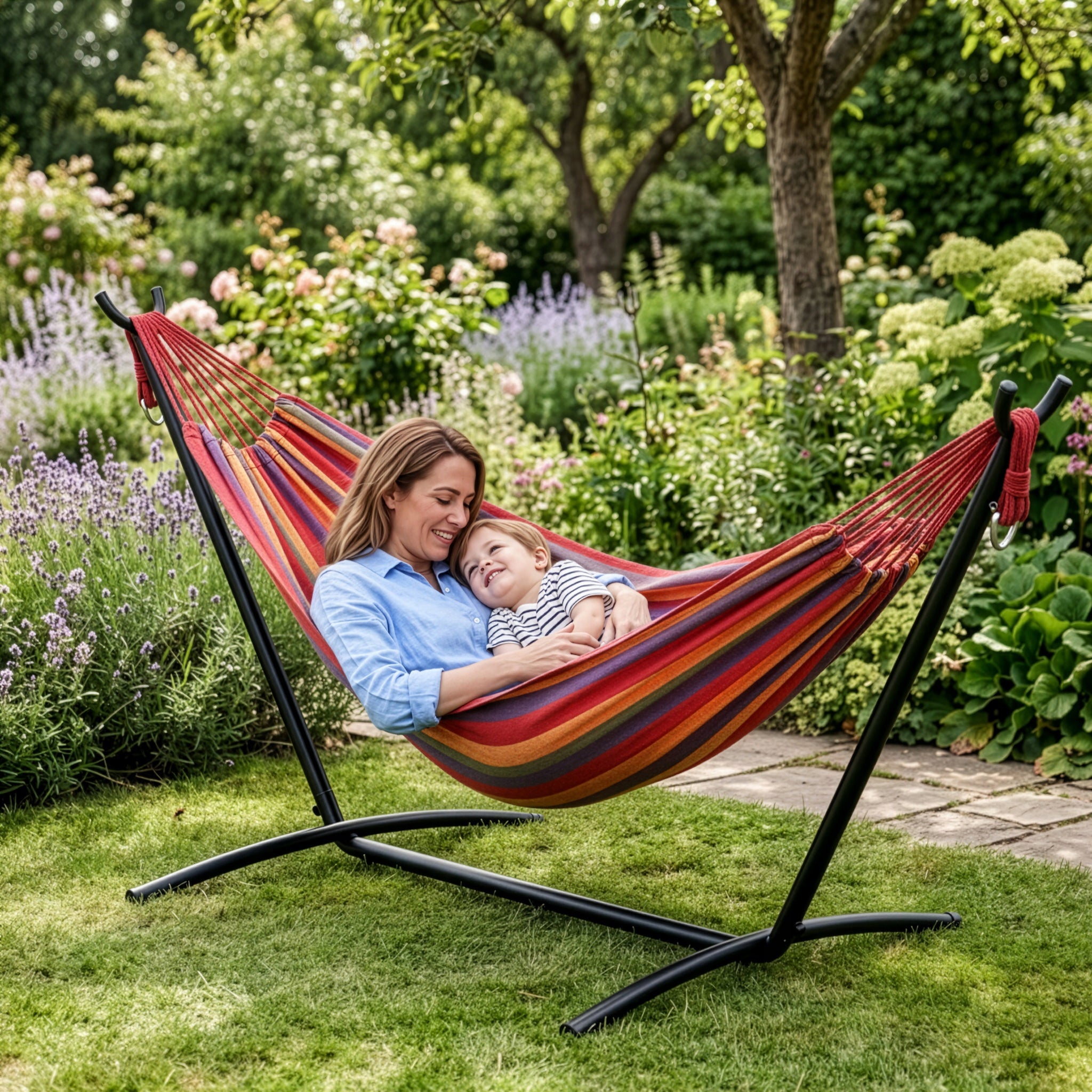 GARDEN HAMMOCK WITH FRAME DOUBLE HAMMOCK STAND SET XXL COVER Packaging status original