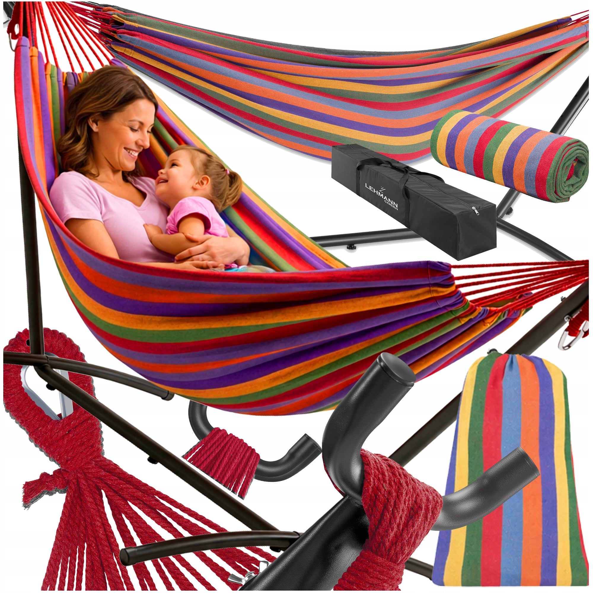 GARDEN HAMMOCK WITH FRAME DOUBLE HAMMOCK STAND SET XXL COVER